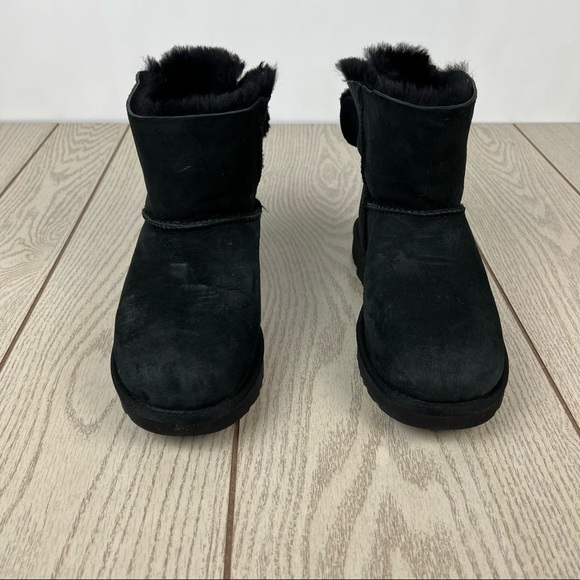 UGG Arielle Sherpa Fleece Bow Booties US7/EUR38 Black $170 Snow Boots - Picture 3 of 11